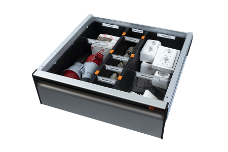 Insert Set 9-Compartments for 437.5 mm wide double floor drawer height 140 mm