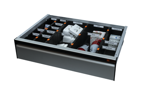 Insert Set 15-Compartments for 612,5 mm wide double floor drawer height 140 mm