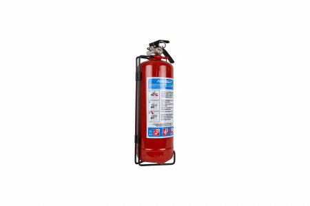 Brandsläckare 2kg pulver ABC godkännd med fordonsfäste.